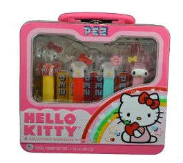 1X Set Crystal Hello Kitty Collectible PEZ Dispensers & 6 Rolls Candy Tin Case 