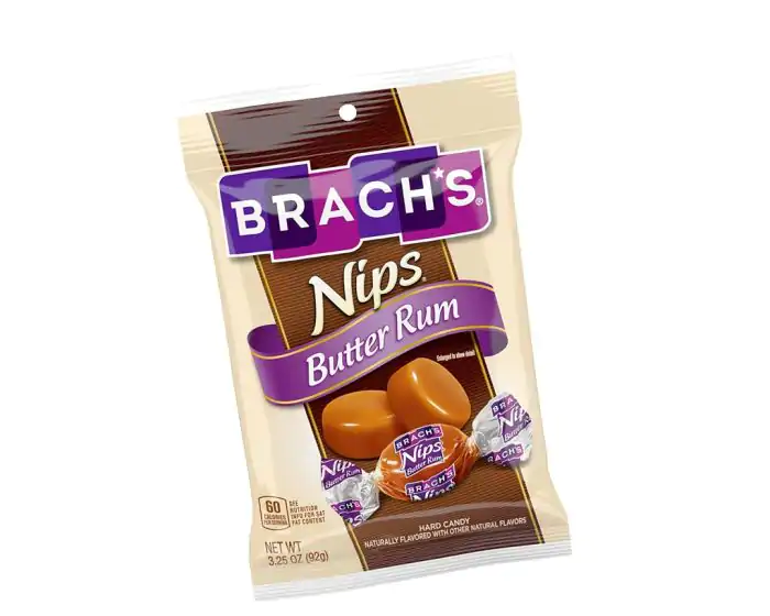 Brach's Nips Caramel Hard Candy 3.5 oz. Peg Bags- 12 / Case