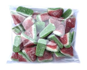 Hand-Packed Gummi Watermelon Slices 8 oz. Flat Bags - 6 / Box