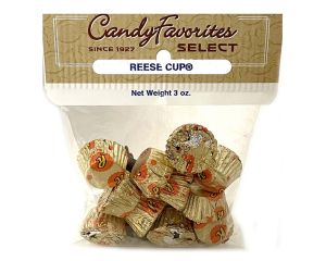 CandyFavorites Reese's Peanut Butter Cups "Select Label"  3 oz. Peg Bags - 6 / Box