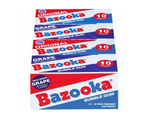 Bazooka Throwback Original and Grape Bubble Gum 10 Piece Wallet Pack - 12 / Box