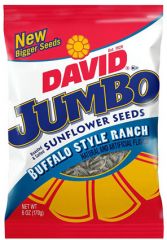 David Jumbo Buffalo Style Ranch Sunflower Seeds 5.25 oz. Bags - 12 / Case