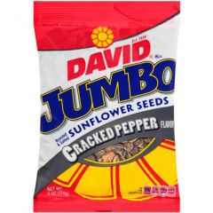 David Jumbo Cracked Pepper Sunflower Seeds 5.25 oz. Bags - 12 / Case