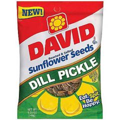 David Jumbo Dill Pickle Sunflower Seeds 5.25 oz. Bags - 12 / Case