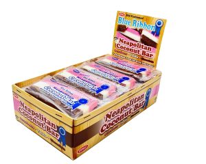 Neapolitan 3 Color Coconut Slice Candy Bars: 24-Piece Box