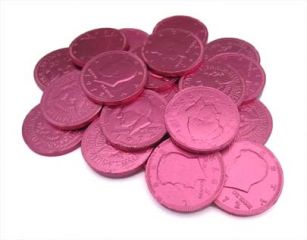 Pink Chocolate Coins like good in an Easter Basket but that is just one of their many uses...