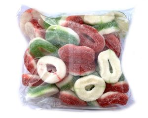 Hand-packed Holiday Gummi Rings 10 oz. Flat Bags - 6 / Box