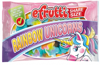 Efrutti Gummi Rainbow Unicorns 1.40 oz. Share Size Bags – 12 / Case