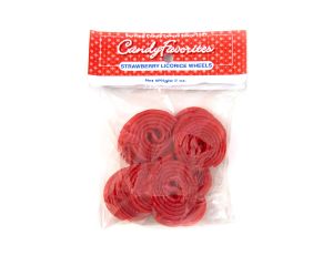 Strawberry Licorice Wheels 5 oz. Peg Bags - 6 / Box