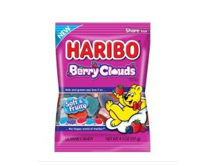 Haribo Berry Clouds Gummi Candy 4.1 oz. Share Size Bags - 12 / Case