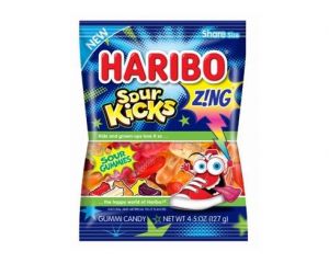 Haribo Zing Sour Kicks Gummi Candy Share Size 4.5 oz. Bags – 12 / Box