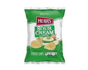 Herr’s Sour Cream & Onion Ripple Potato Chips 2.75 oz.  Bags - 6 / Case