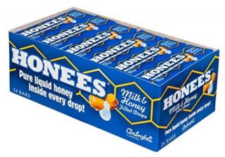 Honees Milk and Honey Filled Cough Drops - 24 / Box