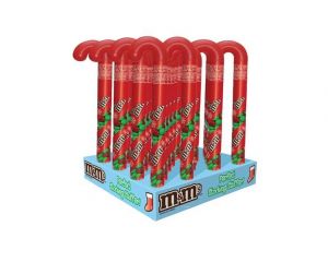 M&M Plain Christmas Filled Candy Cane - 6 / Box