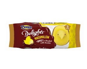 Peeps Delights Yellow Chicks Dipped in Milk Chocolate 3 Count Tray - 6 Trays / Box