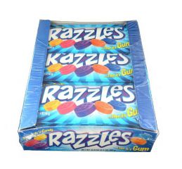 Razzles come in five flavors -- Blueberry, Grape, Lemon, Orange and Raspberry which was the original flavor.