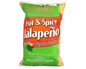 Snyder of Berlin Hot and Spicy Jalapeno Potato Chips 9.5 oz. Bags | Kettle Cooked  - 3 / Box 