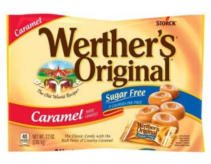 Werther's Sugarfree Caramel Hard Candy 2.75 oz. Bag - 12 / Box