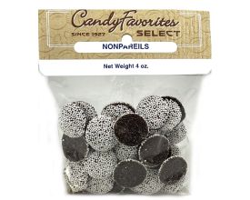 Candyfavorites Nonpareils Semi Sweet Chocolate 4 oz. "Select Label" Peg Bags - 6 / Box