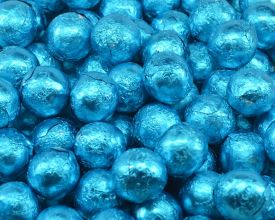 Blue Foil Wrapped Chocolate Balls - 2 lb.