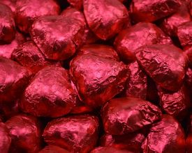 Red Foil Wrapped Chocolate Hearts - 2 lb.