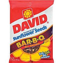 David Bar B-Q In Shell Sunflower Seeds are packed in a 5.5 ounce bag