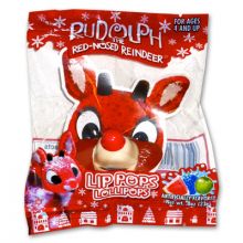 Each box of Rudolph Red Nosed Reindeer Lip Pops contains Rudolph and a Snowman!